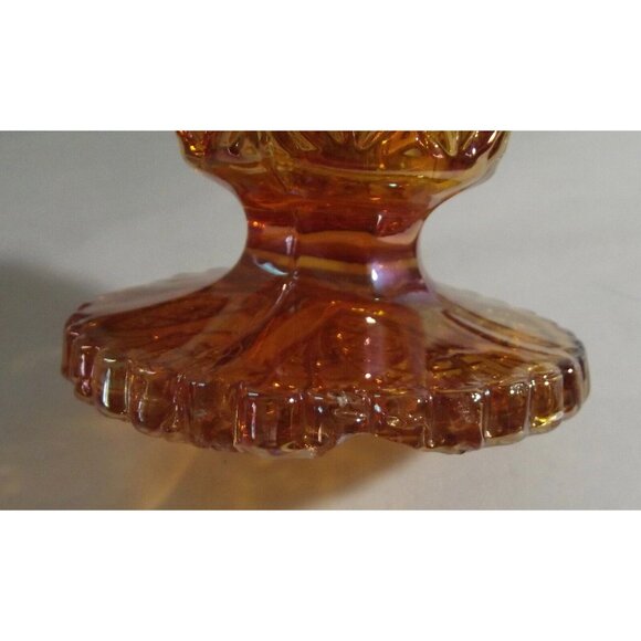 Imperial Glass Ohio Vase Footed Amber Carnival 6-1/4" Daisy and Button gold - Picture 9 of 12